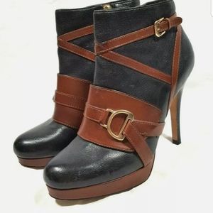 COLE HAAN Leather Stiletto Heel Ankle Booties